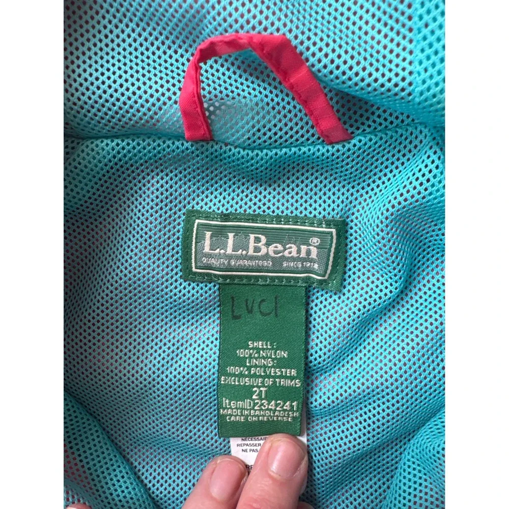 LL Bean Girls Pink Discovery Rain Jacket Hooded Windbreaker 2T 234241